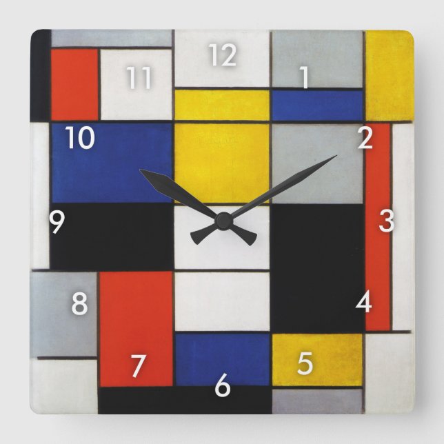 Reloj Cuadrado Composición, Mondrian (Anverso)