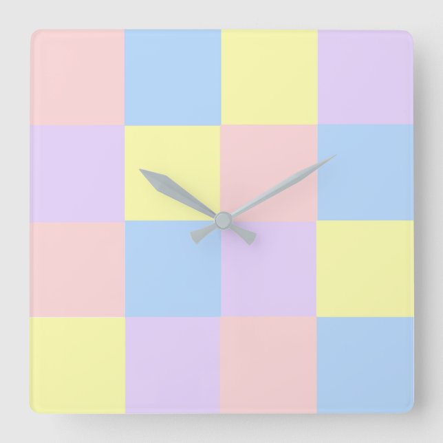 Reloj Cuadrado Comprobadores de primavera de Pastel (Anverso)