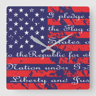 Reloj Cuadrado Compromiso de Allegience USA Flag