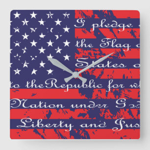 Reloj Cuadrado Compromiso de Allegience USA Flag