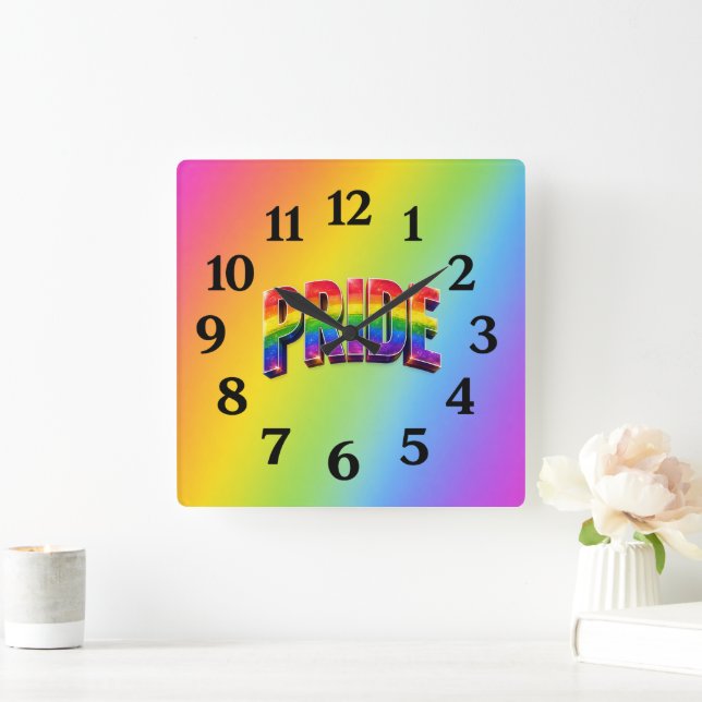Reloj Cuadrado Comunidad arcoíris PRIDE LGBTQIA+ (Hogar)