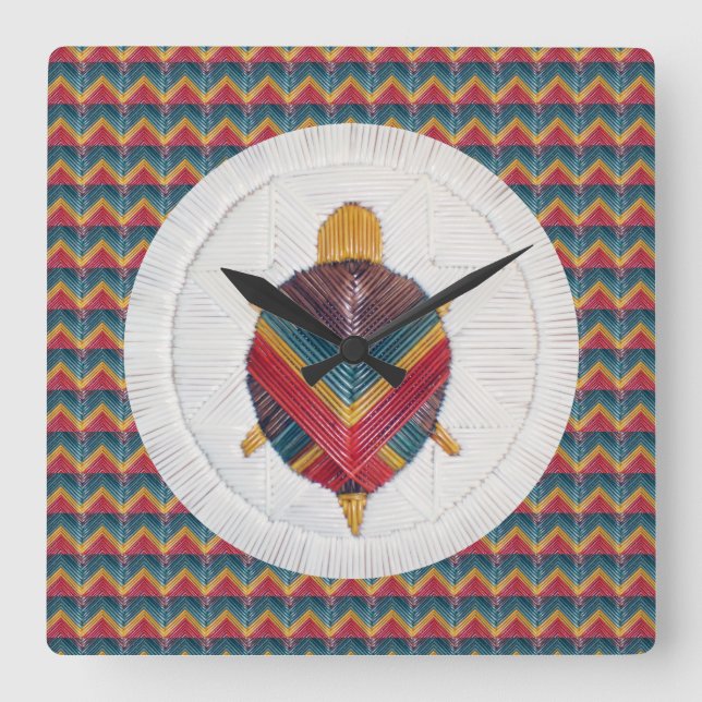 Reloj cuadrado con diseño de chevron de estrella d (Anverso)