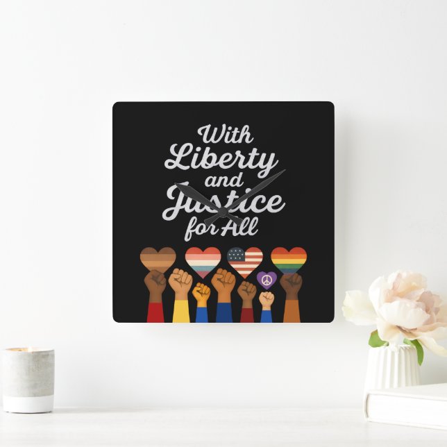 Reloj Cuadrado Con Libertad y Justicia para Todos Protesta Libert (Hogar)