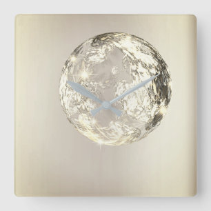 Reloj Cuadrado Concepto cristalino de la sepia del oro de