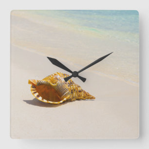 Reloj Cuadrado Conch Shell On Beach 3