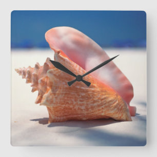 Reloj Cuadrado Concha Shell en la playa 2