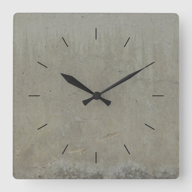 Reloj Cuadrado CONCRETO SUAVE | Decoración industrial (Anverso)