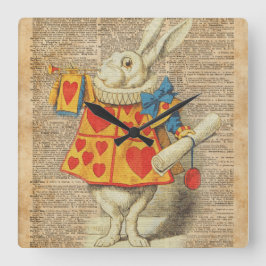 Reloj Cuadrado Conejo blanco Alicia en ilustraciones del vintage