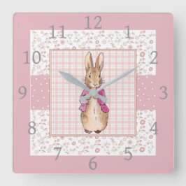 Reloj Cuadrado Conejo clásico con chaqueta rosa