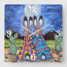 Conejo Romántico Moon Southwest Clock Jackrabbit