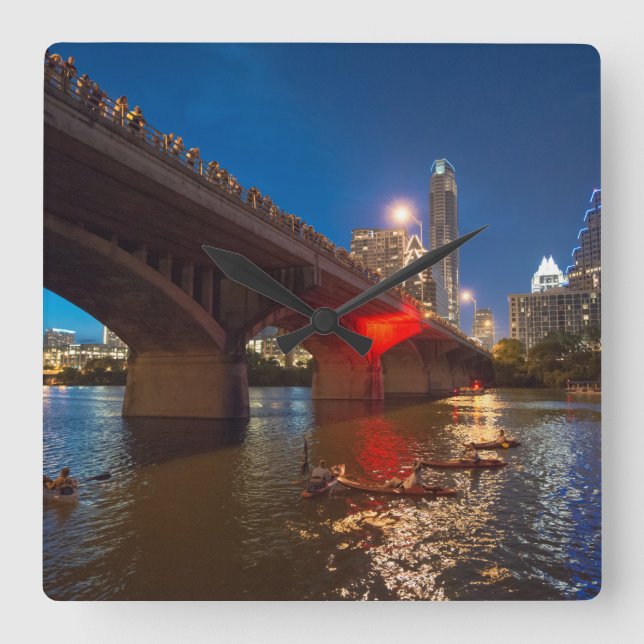 Reloj Cuadrado Congress Street Austin Bats (Anverso)