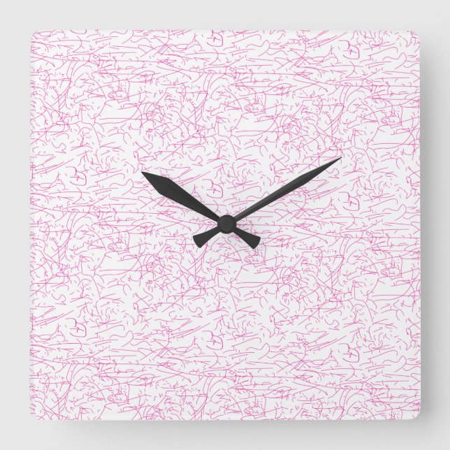 Reloj Cuadrado Conjunto de carpetas de archivo abstractas rosadas (Anverso)