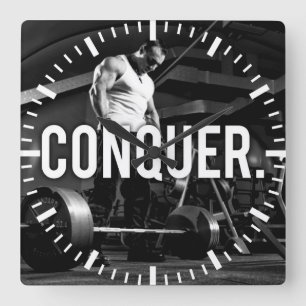 Reloj Cuadrado CONQUISTAR - "Construcción de cuerpos" Motivación