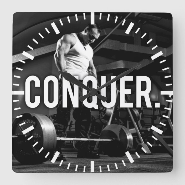 Reloj Cuadrado CONQUISTAR - "Construcción de cuerpos" Motivación  (Anverso)