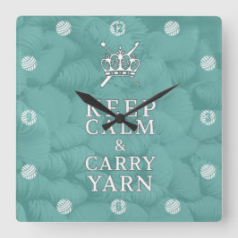 Reloj Cuadrado Conservar la calma Carry Yarn Craft Room {Dark}