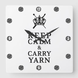 Reloj Cuadrado Conservar la calma Carry Yarn CraftRoom