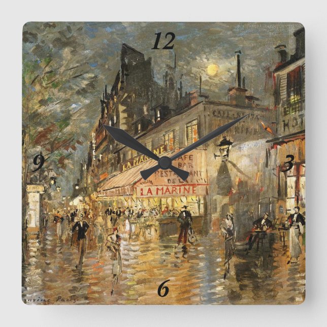 Reloj Cuadrado Constantin Korovin: Cafe La Marine, París (Anverso)