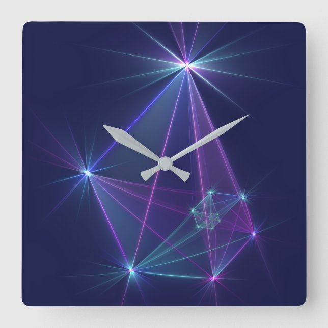 Reloj Cuadrado Constelación, abstracta fantasía de arte fractal (Anverso)