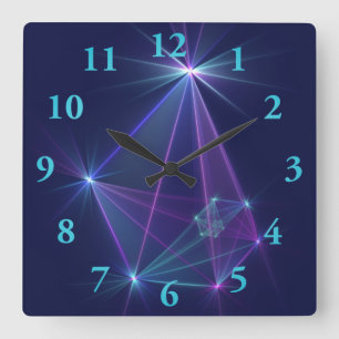 Reloj Cuadrado Constelación, Arte Fractal de Fantasía Abstracta