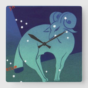 Reloj Cuadrado Constelación de Aries, Astrología del Zodiaco Vint