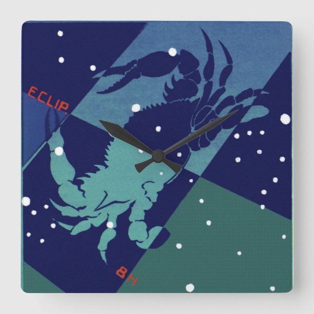 Reloj Cuadrado Constelación de cangrejo de cáncer Astrología zodi (Anverso)