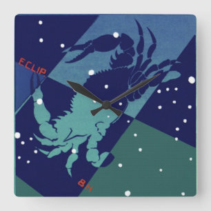 Reloj Cuadrado Constelación de Cangrejo de Cáncer Zodiaco Astrolo