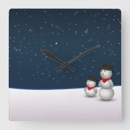 Reloj Cuadrado Constelación de muñecos de nieve