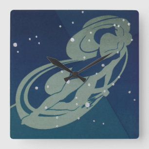 Reloj Cuadrado Constelación de Virgo Zodiaco Astrología Vintage