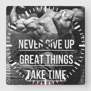 Reloj Cuadrado "Construcción de cuerpos" Motivacional