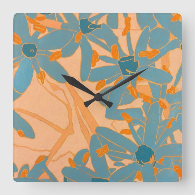 Reloj Cuadrado Contemporary Leaf Design in Peach (Anverso)