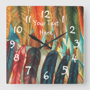 Reloj Cuadrado contempory colourful tree with autumn leafs