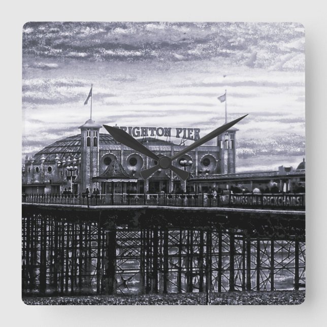 Reloj Cuadrado Contraste Brighton Pier (Anverso)
