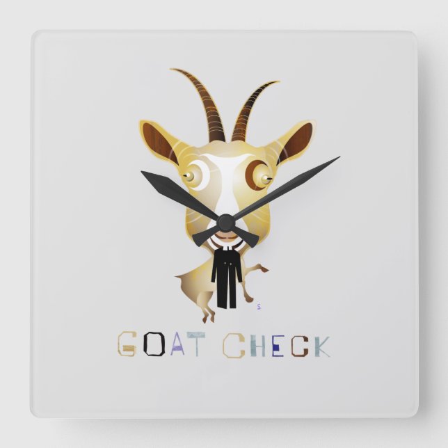 Reloj Cuadrado Control de la cabra - ilustracion de ZooDo (Anverso)