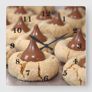Reloj Cuadrado Cookies con flores de maní