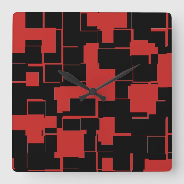 Reloj Cuadrado COOL Black and Red Stylish Abstract Pattern (Anverso)