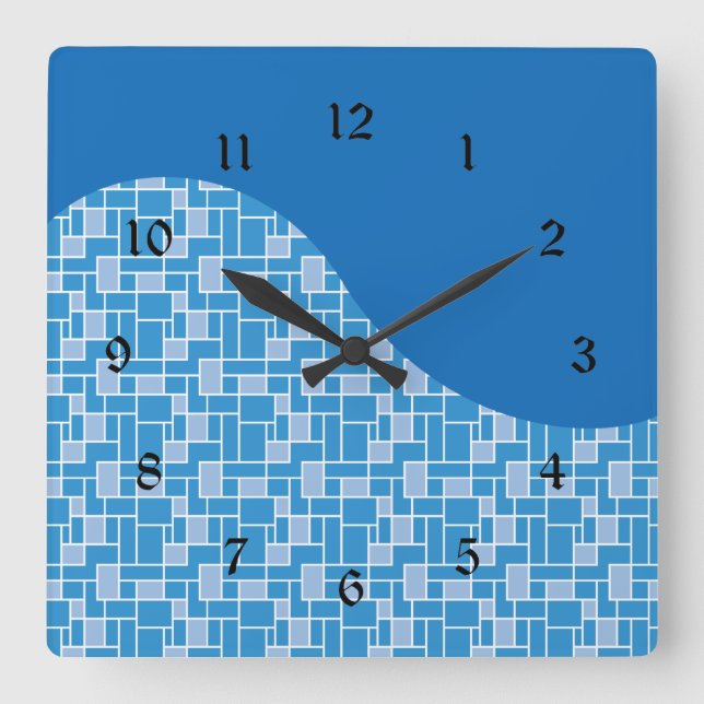 Reloj Cuadrado Cool Blue Colorful Tile Wave Pattern Gifts (Anverso)