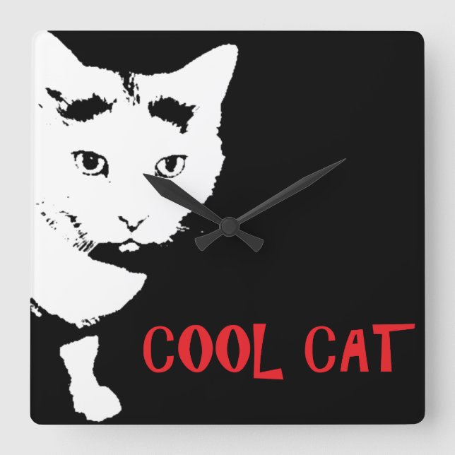 RELOJ CUADRADO COOL CAT WALL CLOCK (Anverso)