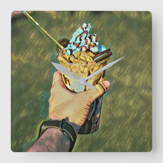 Reloj Cuadrado Cool cold freezing ice cream (Anverso)