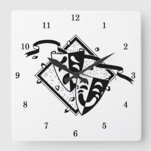 Reloj Cuadrado Cool Theater Symbols Wall Clock