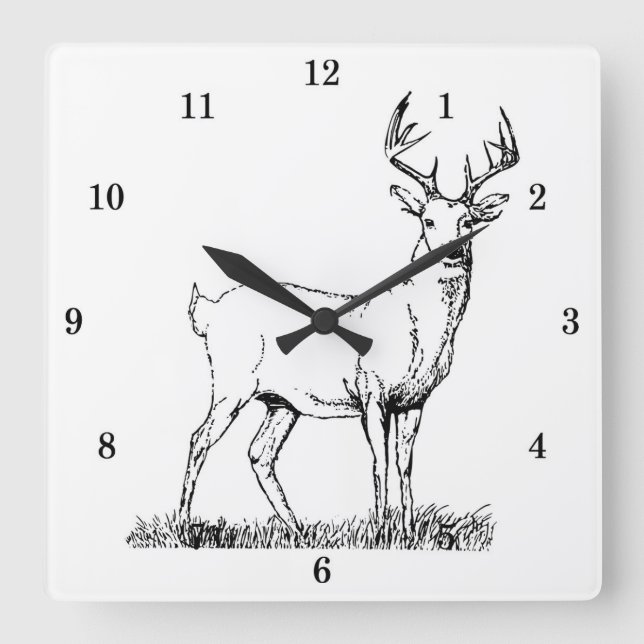 Reloj Cuadrado Cool Wild Deer Wall Clock (Anverso)