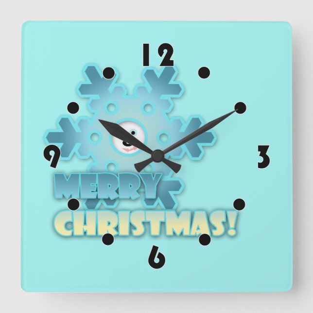 Reloj Cuadrado Copo de nieve de los navidades (Anverso)