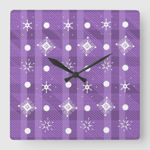 Reloj Cuadrado Copo de Nieve Sencillo Cuadro de Morado 