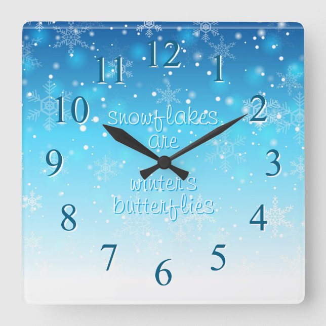 Reloj Cuadrado Copos de nieve (Anverso)