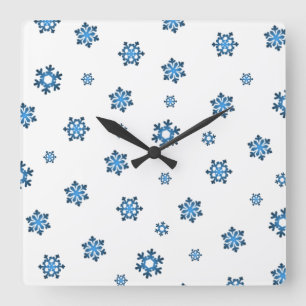 Reloj Cuadrado Copos de nieve (azul y negro)
