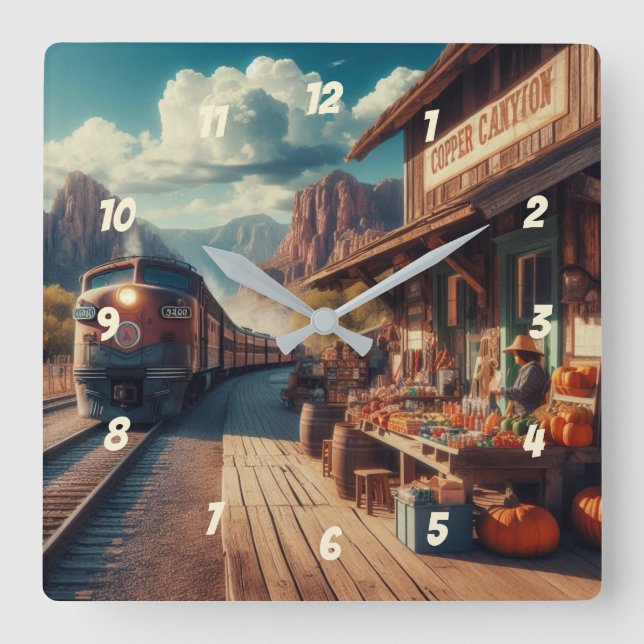 Reloj Cuadrado Copper Canyon Express (Anverso)