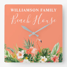 Coral Watercolor Tropical Floral Beach House