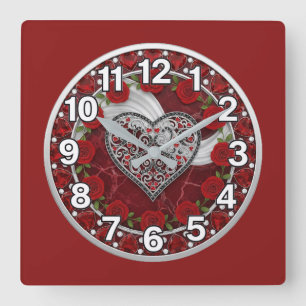 Reloj Cuadrado Corazón 