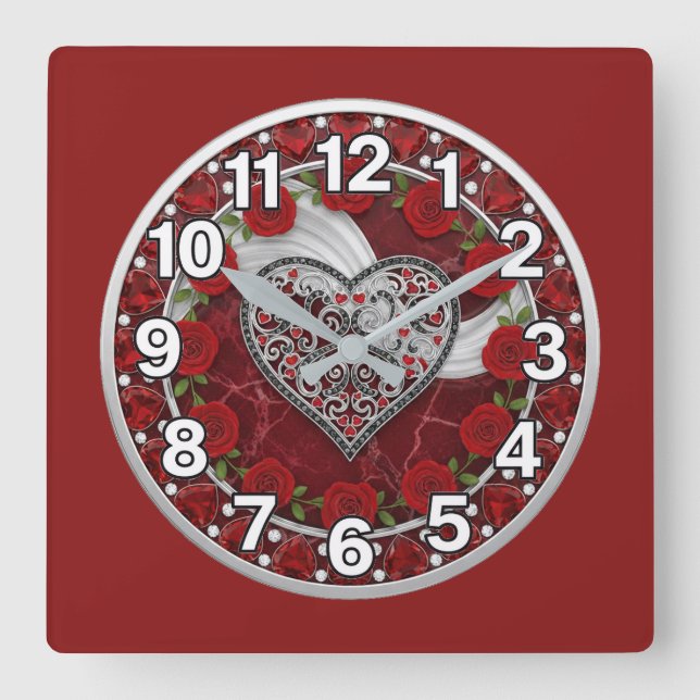Reloj Cuadrado Corazón  (Anverso)