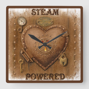 Reloj Cuadrado Corazón a vapor Steampunk