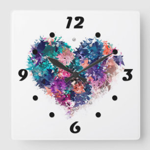 Reloj Cuadrado Corazón abstracto